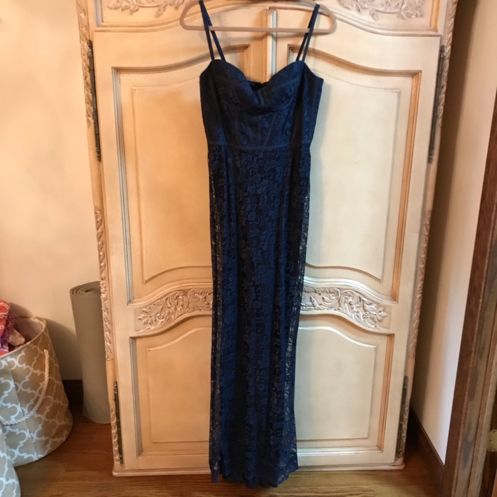 Nwot Dina Bar-El Navy Blue Lace Gown/Dress Size 6